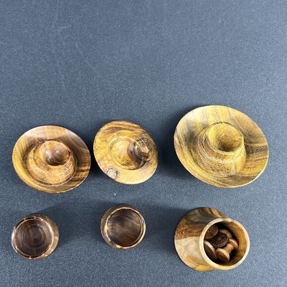 Dollhouse Miniature M Hunt Smoke Bush Wood Lidded Mushroom Jars New Zealand Set - Picture 8 of 16